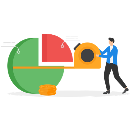 Empresário fazendo planejamento analítico e empresarial  Ilustração