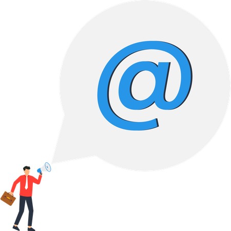 Empresário fazendo anúncio de marketing por e-mail  Ilustração