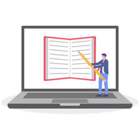 Empresário fazendo aprendizado online  Ilustração