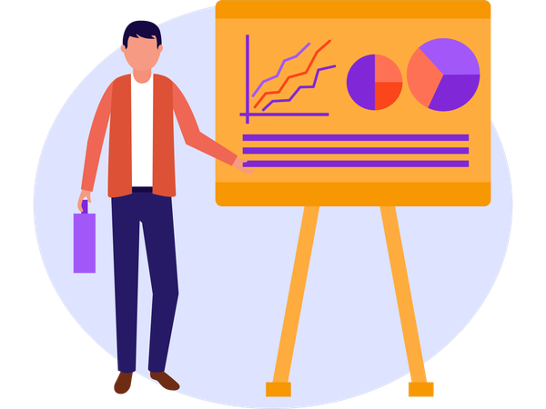 Empresário fazendo apresentação de projeto  Ilustração
