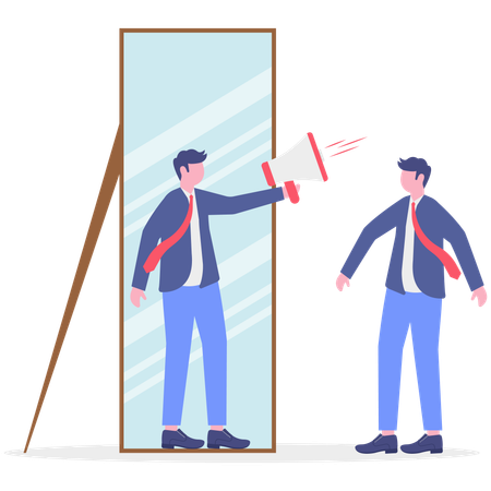 Empresário fazendo autoconsciência  Ilustração