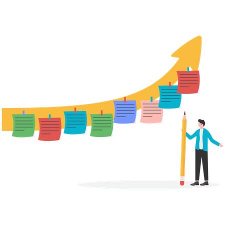 Empresário fazendo plano de desenvolvimento de carreira  Ilustração