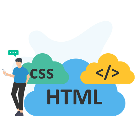 Empresário fazendo codificação html  Ilustração