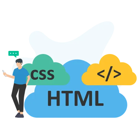 Empresário fazendo codificação html  Ilustração