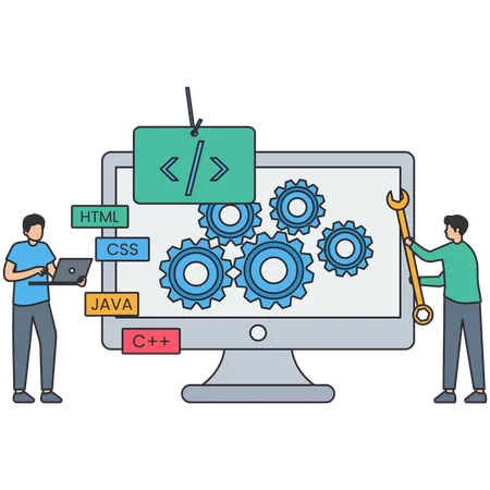 Empresário fazendo codificação personalizada  Ilustração