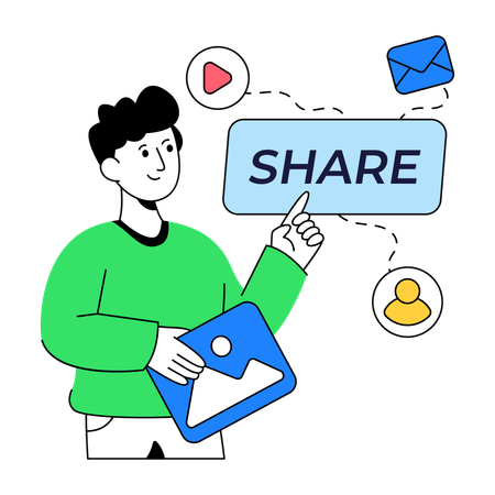Empresário fazendo compartilhamento de conteúdo  Ilustração