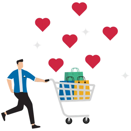 Empresário fazendo compras felizes  Ilustração