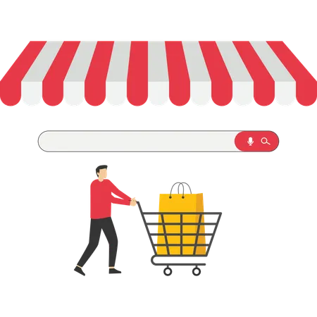 Empresário fazendo compras on-line  Ilustração