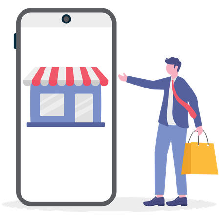 Empresário fazendo compras on-line  Ilustração
