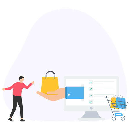 Empresário fazendo pagamento de compras online  Illustration