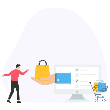 Empresário fazendo pagamento de compras online  Illustration