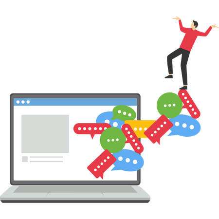 Empresário fazendo comunicação on-line  Ilustração
