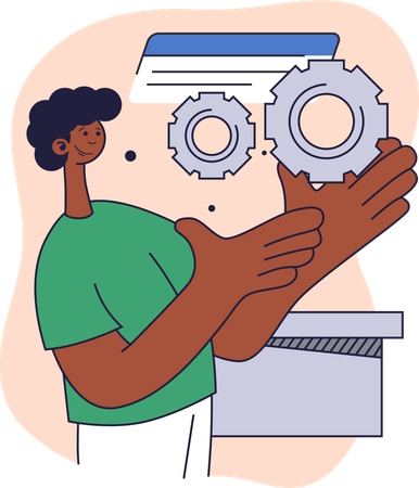 Empresário fazendo configurações do sistema  Ilustração