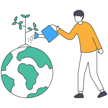 Empresário fazendo desenvolvimento sustentável  Ilustração