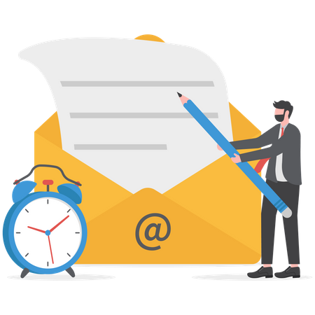 Empresário fazendo marketing por e-mail  Ilustração