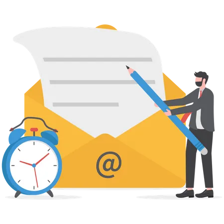 Empresário fazendo marketing por e-mail  Ilustração