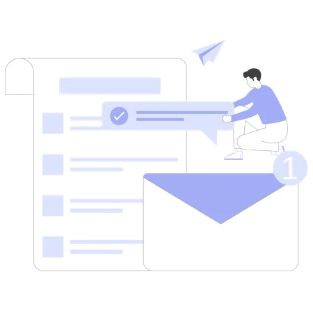 Empresário fazendo marketing por e-mail  Ilustração