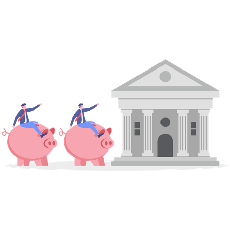 Empresário fazendo Poupança Bancária  Ilustração