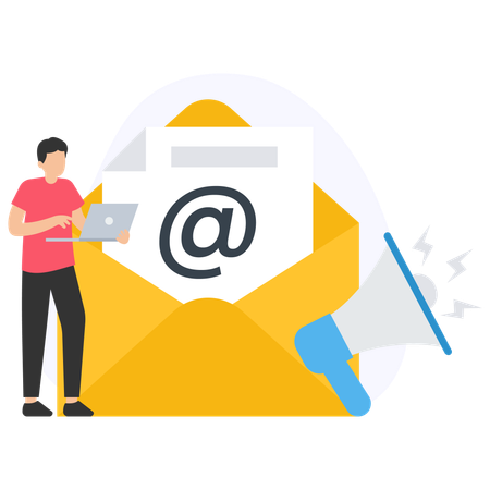 Empresário fazendo marketing por e-mail  Ilustração