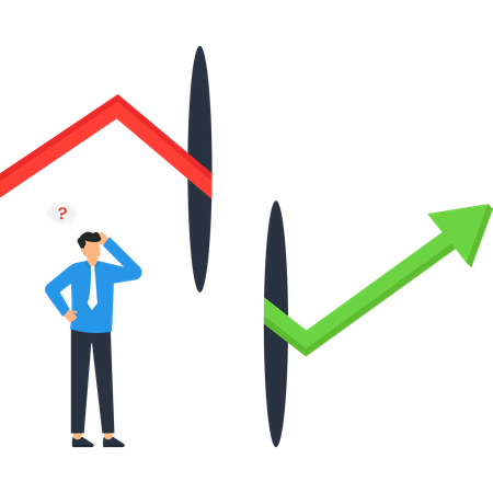Empresário fazendo escolhas financeiras  Ilustração