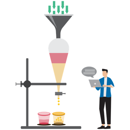 Empresário fazendo experimento  Ilustração