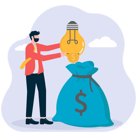 Empresário fazendo gestão de ideias  Ilustração