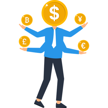 Empresário realizando ideia financeira  Ilustração