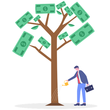 Empresário fazendo investimento financeiro  Ilustração