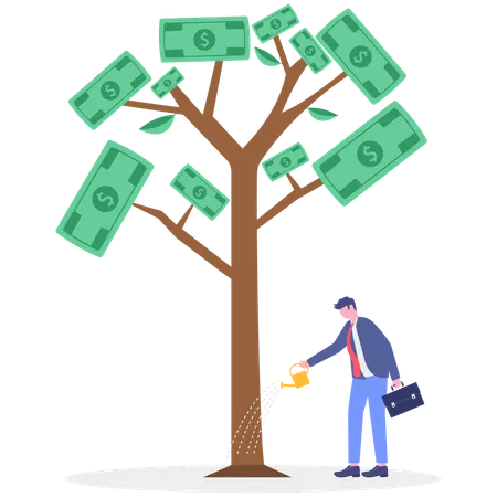 Empresário fazendo investimento financeiro  Ilustração