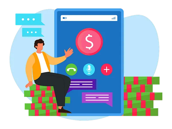 Empresário fazendo investimentos online  Ilustração