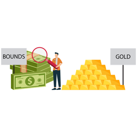 Empresário fazendo investimentos em títulos  Ilustração