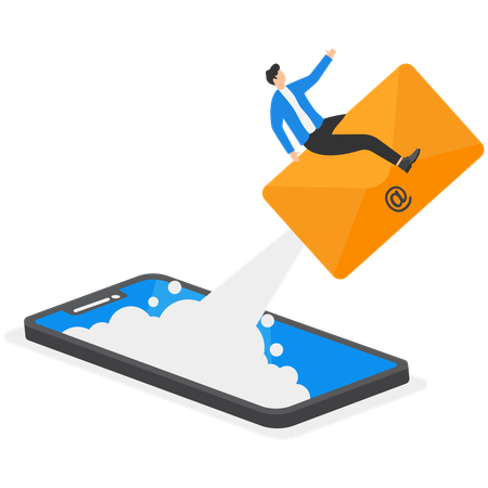 Empresário fazendo marketing por e-mail  Ilustração