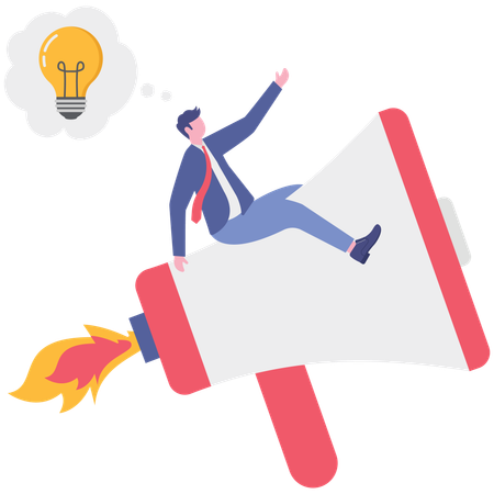 Empresário fazendo marketing  Ilustração