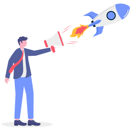 Empresário fazendo marketing de startup  Illustration