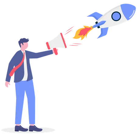 Empresário fazendo marketing de startup  Illustration