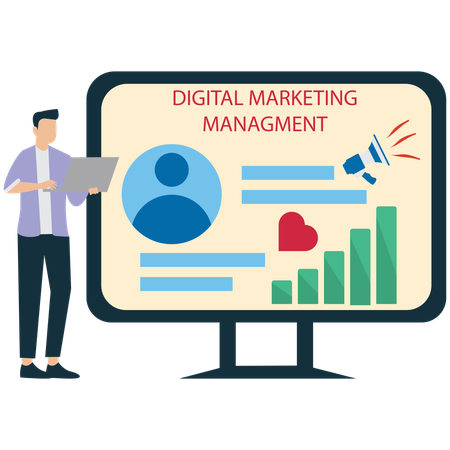 Empresário fazendo marketing digital  Illustration