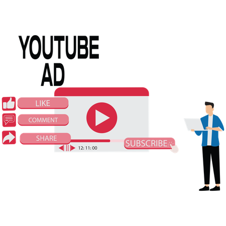Empresário fazendo marketing no YouTube  Ilustração