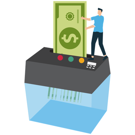 Empresário fazendo mau investimento  Ilustração