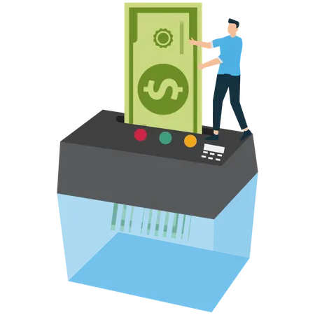 Empresário fazendo mau investimento  Ilustração