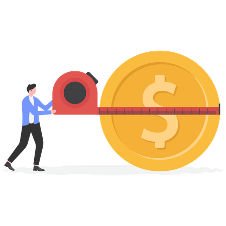 Empresário fazendo medição de investimentos  Ilustração