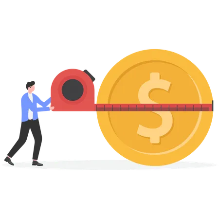 Empresário fazendo medição de investimentos  Ilustração