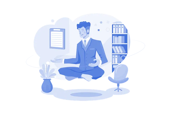 Empresário fazendo meditação  Ilustração