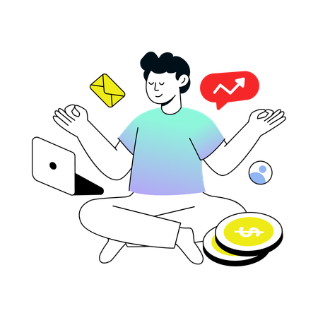 Empresário fazendo meditação  Ilustração