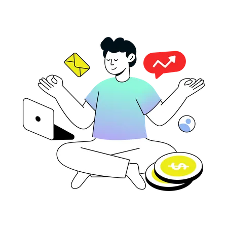 Empresário fazendo meditação  Ilustração