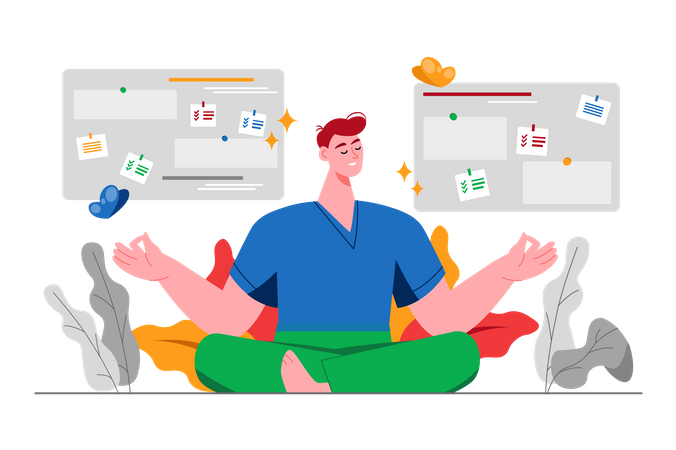 Empresário fazendo meditação  Ilustração