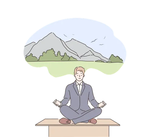 Empresário fazendo meditação  Ilustração