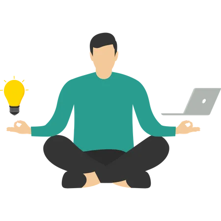 Empresário fazendo meditação  Ilustração