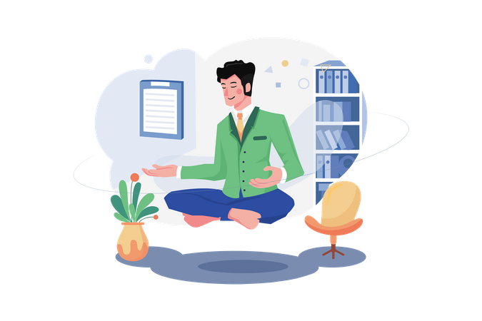 Empresário fazendo meditação  Ilustração