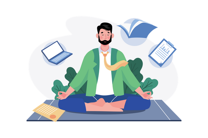 Empresário fazendo meditação  Ilustração