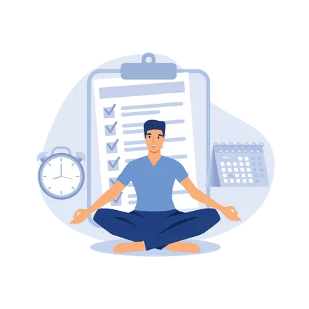 Empresário fazendo meditação  Ilustração